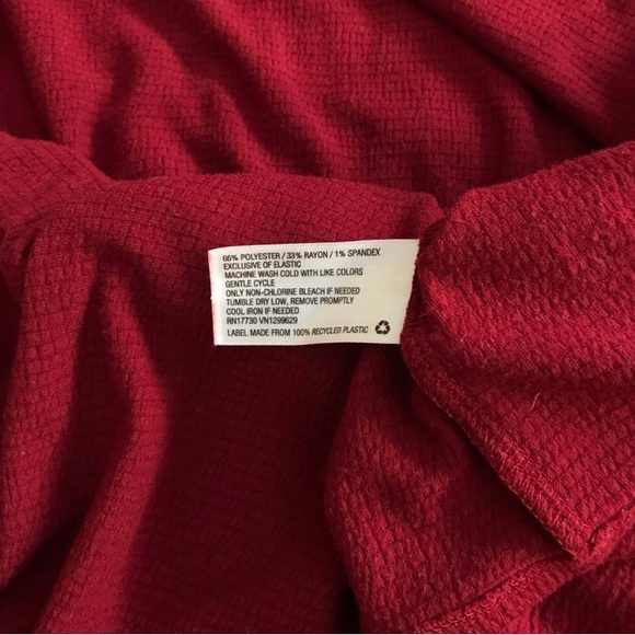 Knox Rose Dark Red V-Neck Tiered Dress or Tunic Blouse with Balloon Sleeves Med - Picture 4 of 5